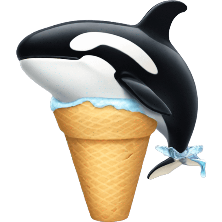 Orca whale eating ice cream  emoji