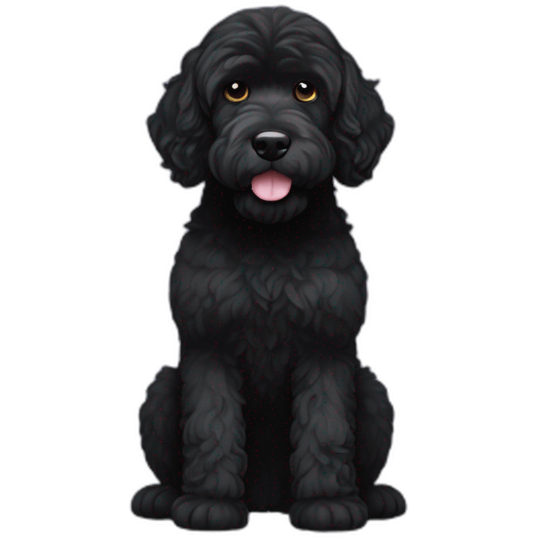 black face Portuguese water dog with white chin emoji