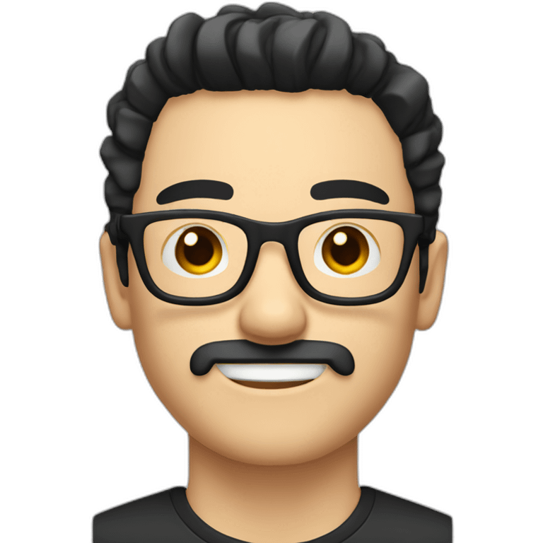 short beard man glasses nerd pixel with black hair and short hair Backcombing emoji