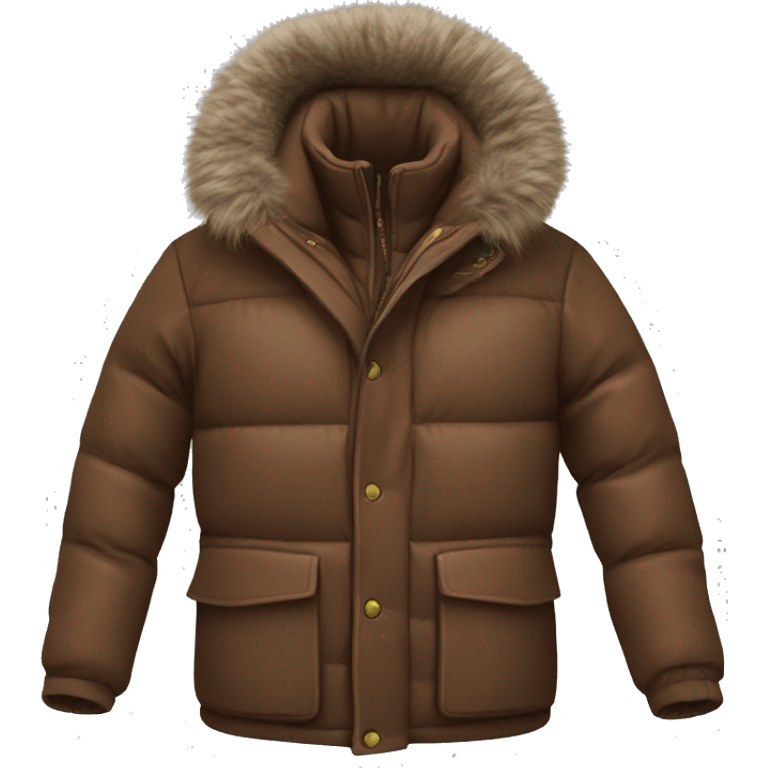 Realistic brown down jacket emoji