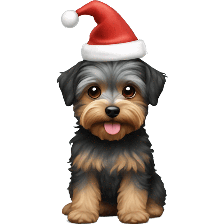 Yorkipoo with Santa hat emoji