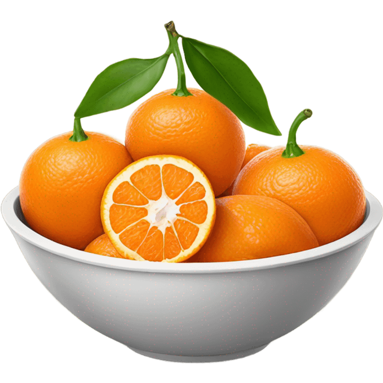 tangerines with pealed tangerines on a bowl  emoji