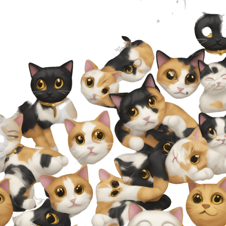 Calico cat with black and gold collar emoji