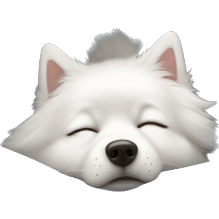 white spitz sleeping in bed emoji