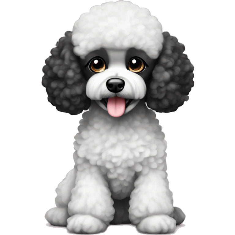 half Black and white toy poodle emoji