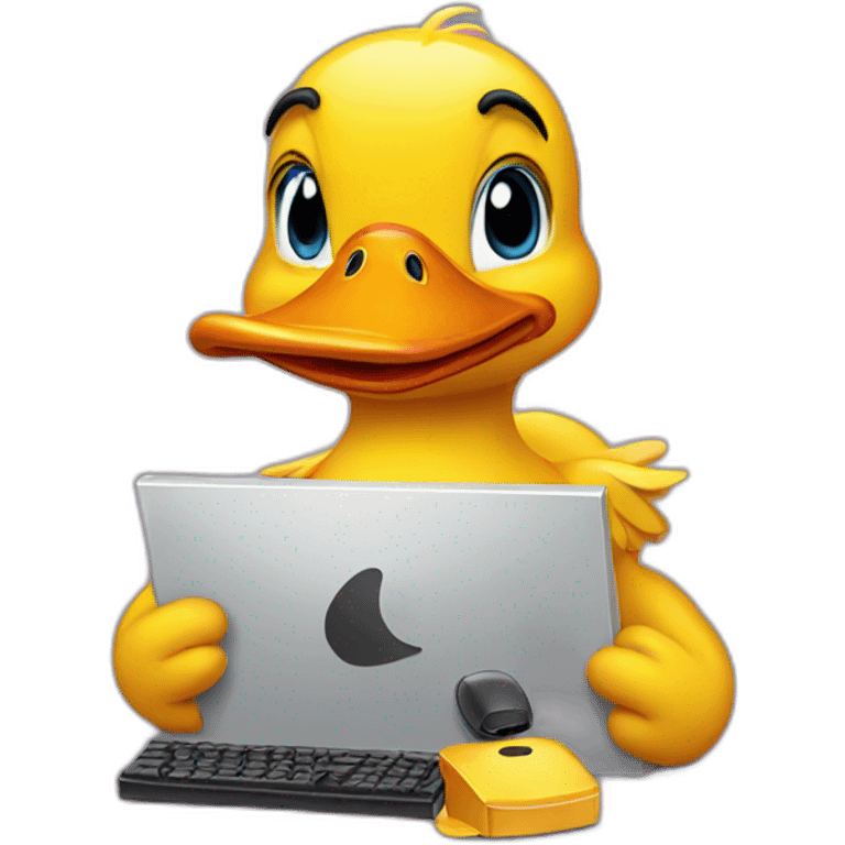 duck plays computer games emoji