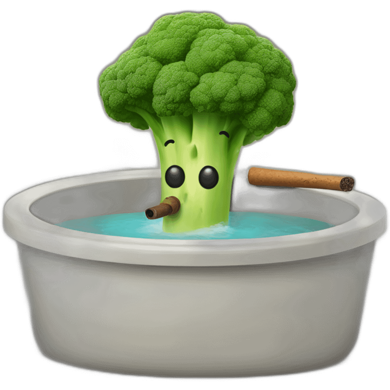 Broccoli sitting in a hot tub smoking a cigar emoji