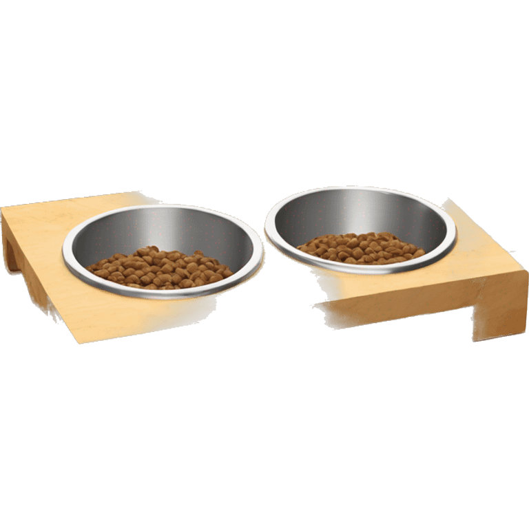 Elevated pine wood dog feeder with 2 bowls emoji