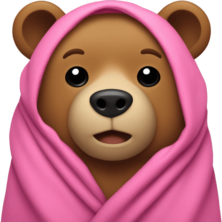 bear wrapped in pink blanket emoji