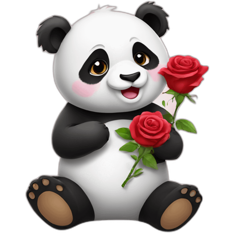 Cute panda with rose emoji