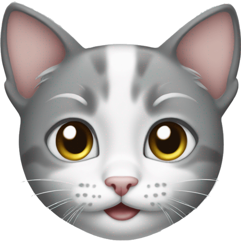 Gray and white kitten face emoji