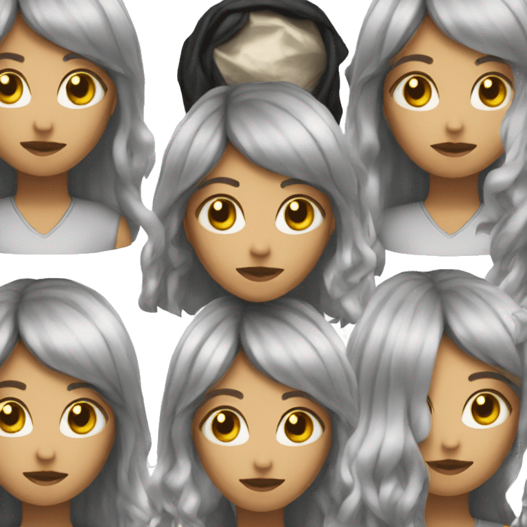 girl with black long hair and tinfoil on head emoji