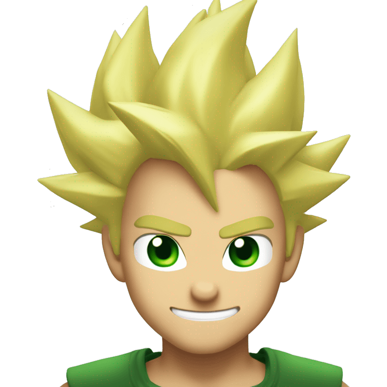 Super saiyan, blonde spikey hair, green eyes, exited, head only emoji