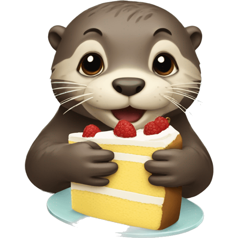 otter eating cake emoji