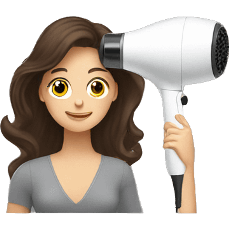 Brunette girl blow drying hair emoji