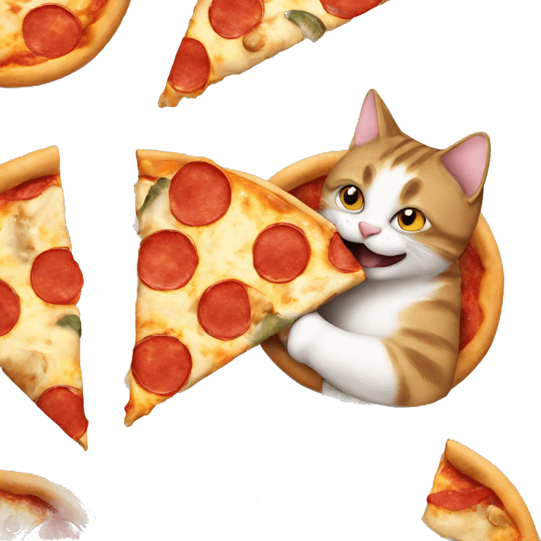 Cat eating pizza emoji