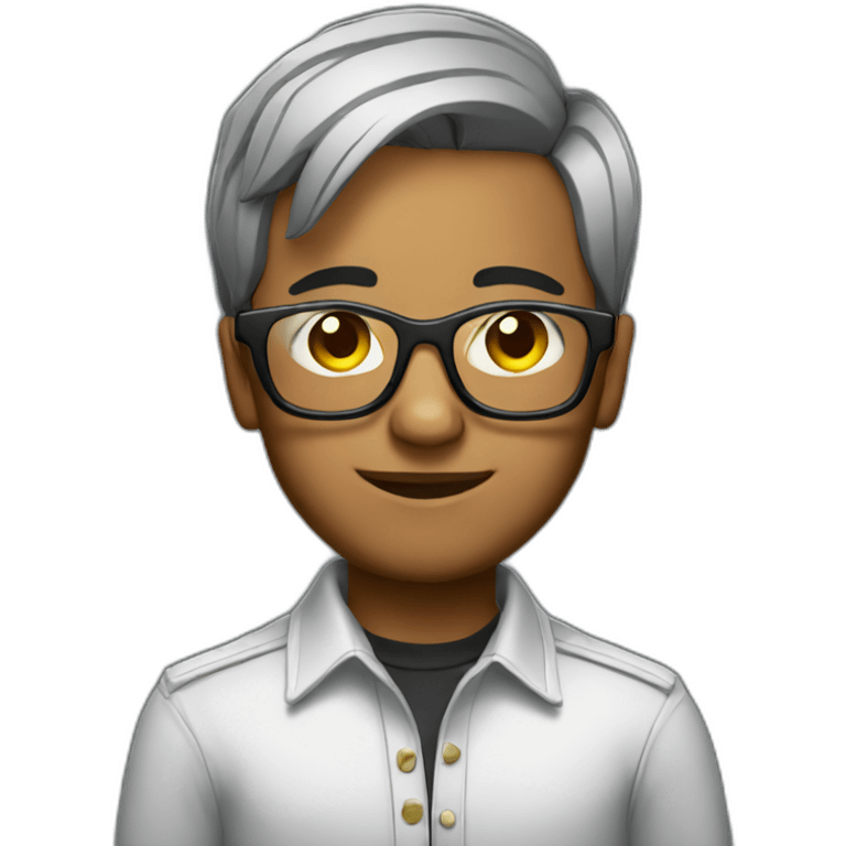 Indian dj with glasses short hair no moustache grey emoji