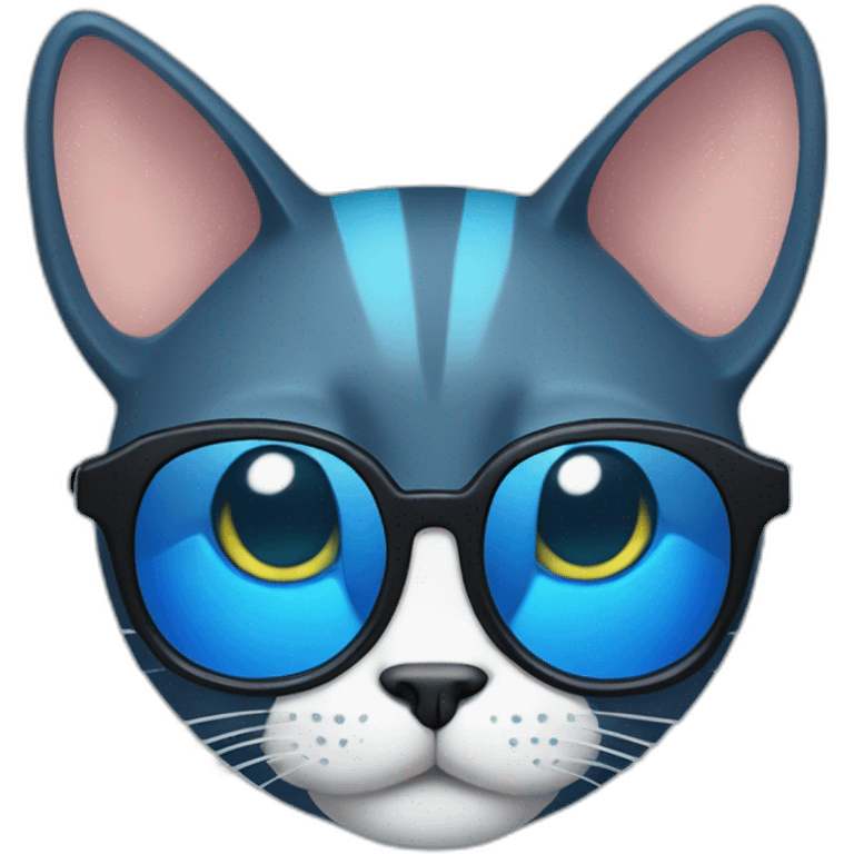 a blue kawaï cat round ears wearing sunglasses emoji