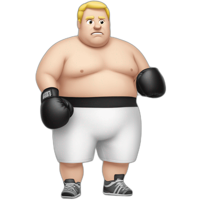 fat white man who boxing with gloves emoji