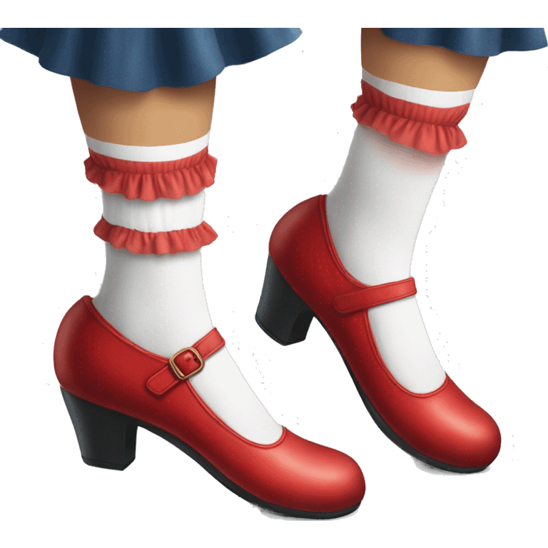 mary jane red shoes and frilly white socks emoji