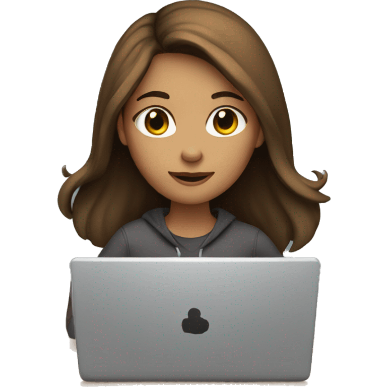 Girl with brown hair writing in a laptop emoji