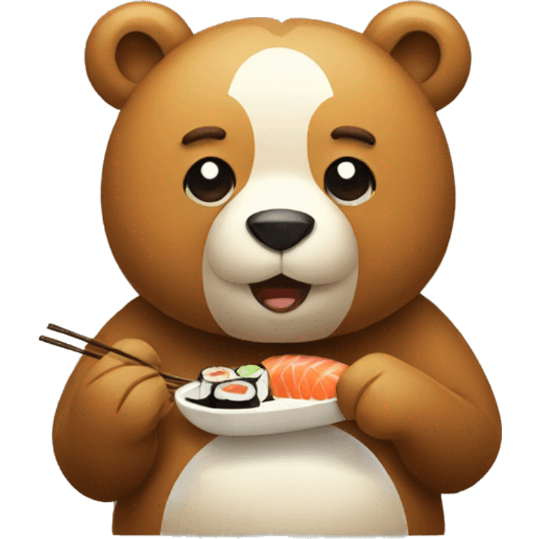 Bear eating sushi emoji