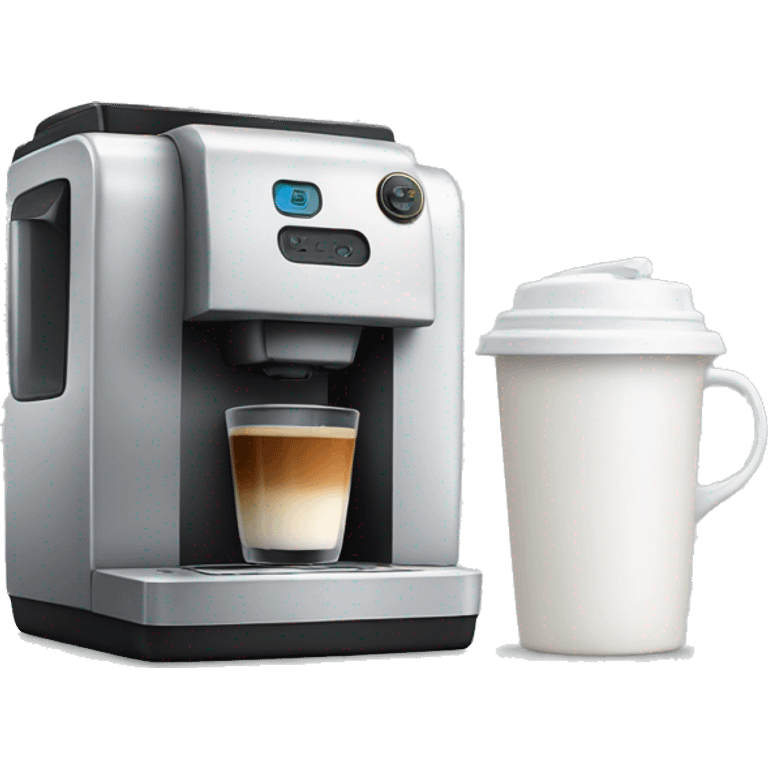 Coffee machine with a mug and a milk container emoji