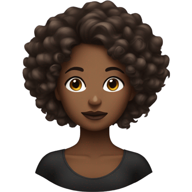 Brown skin black girl with curly hair doing her makeup emoji