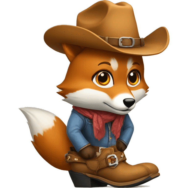 studying fox wearing cowboy boots emoji