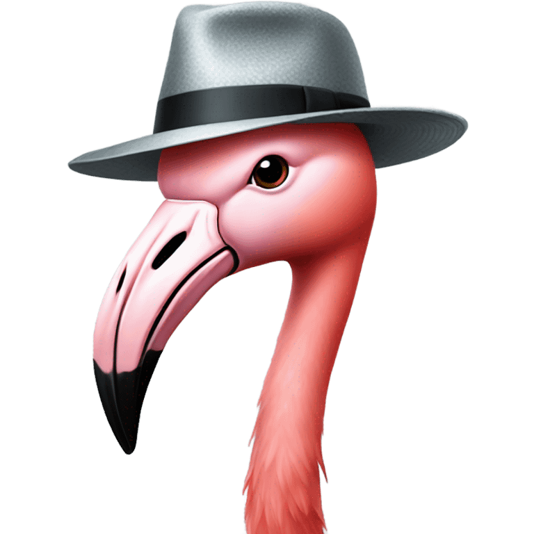 Flamingo wearing a fedora emoji