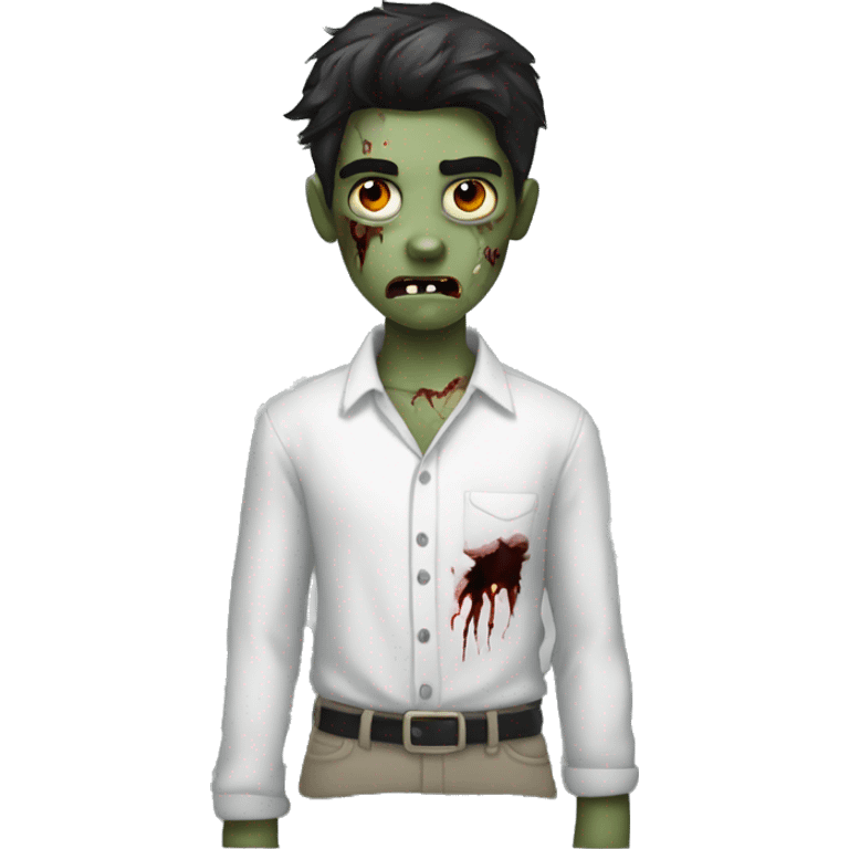 teen boy zombie with dark hair and white shirt emoji