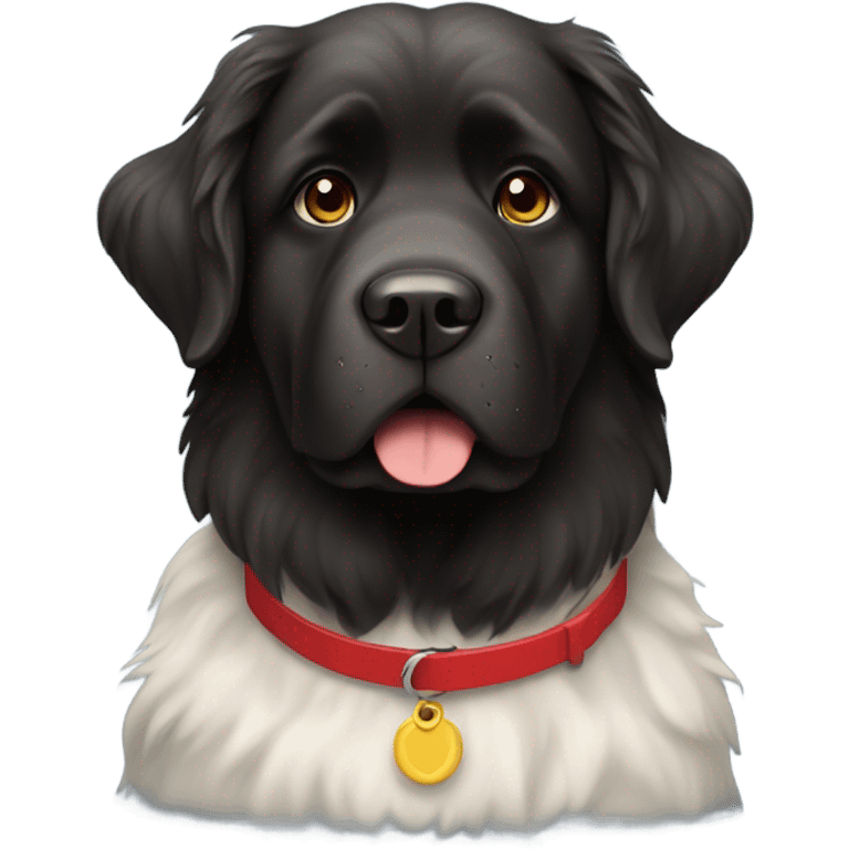 Newfoundland dog with a red collar  emoji