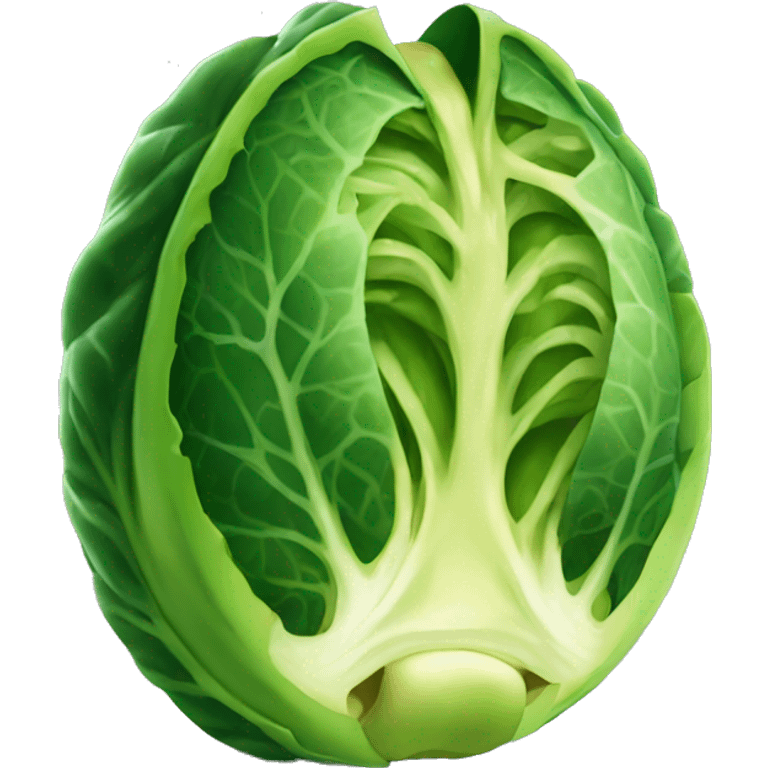 one brussel sprout cut in half high detail emoji