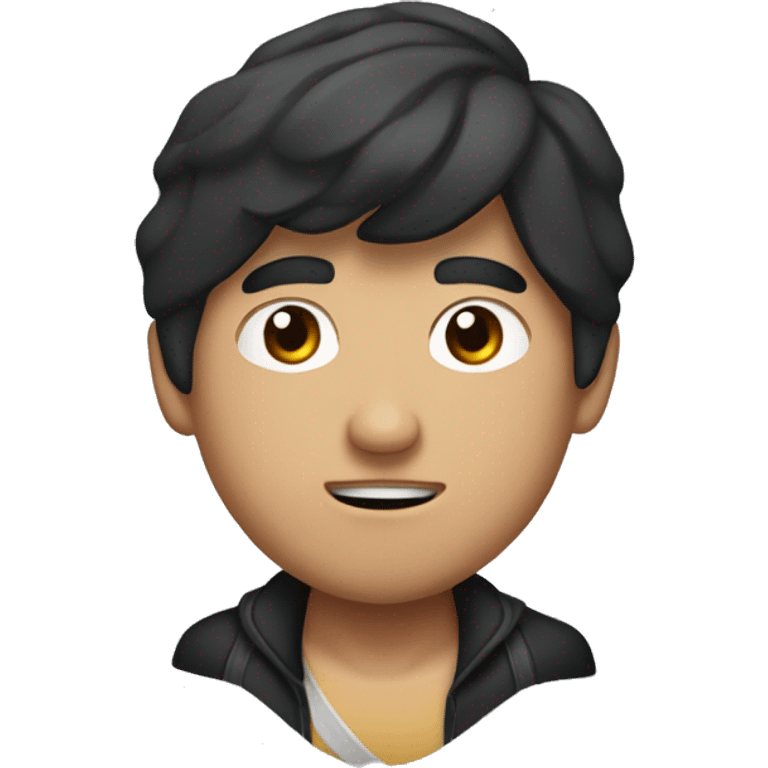 Chico coreano, boxeador con músculos el pelo negro y guapo emoji