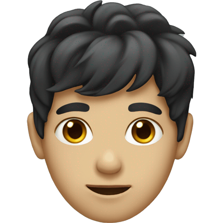 human face with dark hair emoji