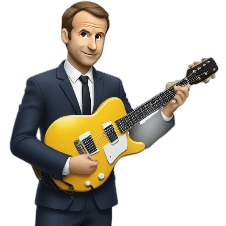 macron qui joue de la guitare électrique emoji