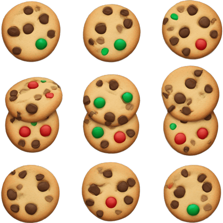 cookie with red and green chocolate chips emoji