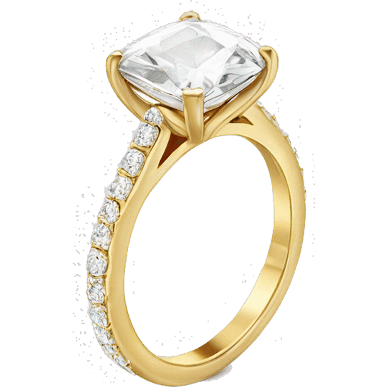 One Cushion cut diamond ring with gold band  emoji