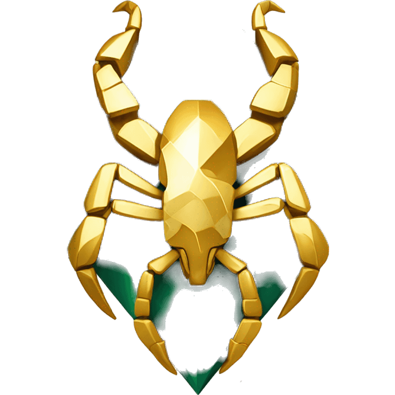 Scorpion Golden isotope Superman diamond green and blue world behind gold perfectly symetrical emoji