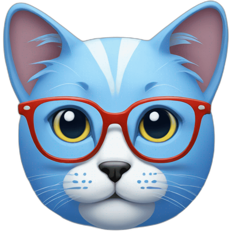 blue cat with glasses emoji