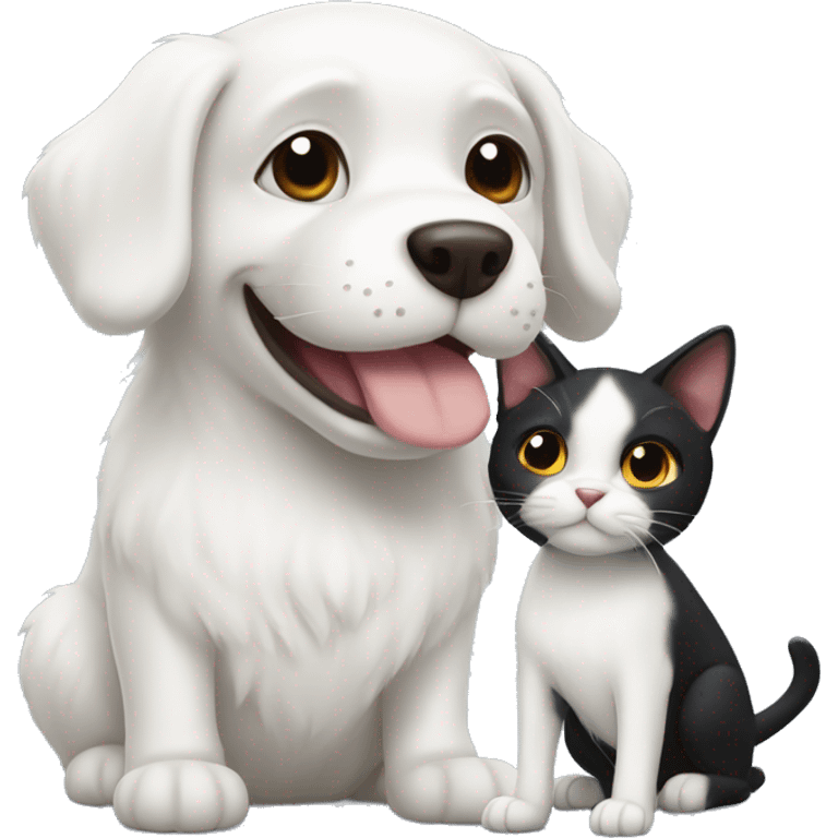 white cat and black dog emoji