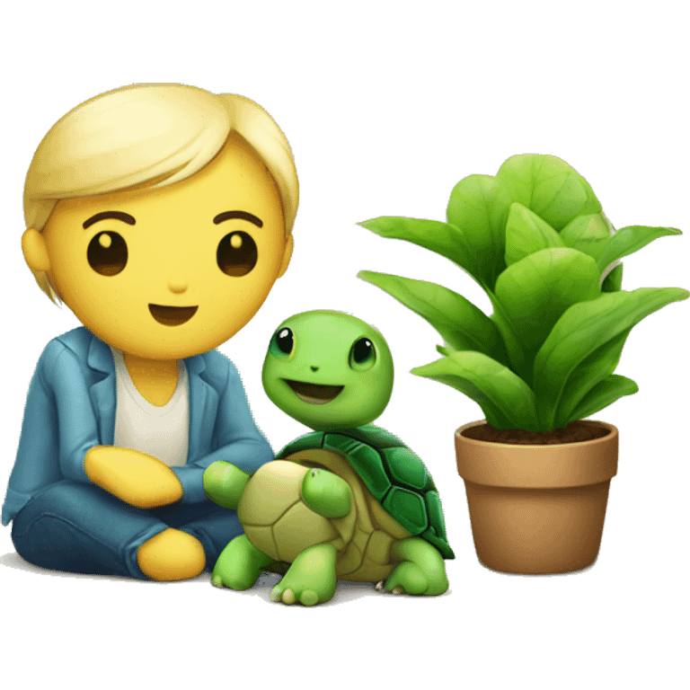 Take care plants and  turtle  emoji