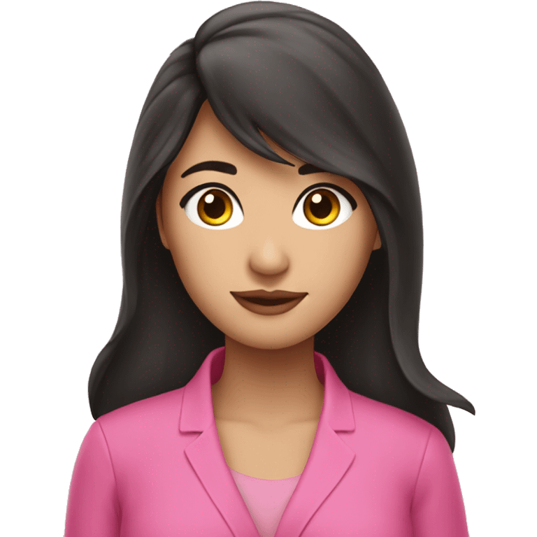 Beautiful Asian brunette wearing pink  emoji