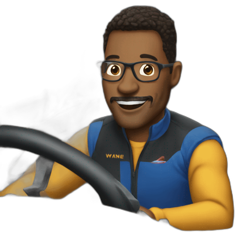 Wayne Johnson in a sportive car emoji