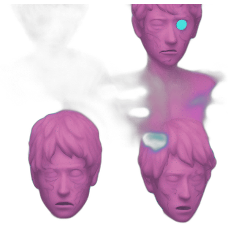 Vaporwave person, half person face half zombie face emoji