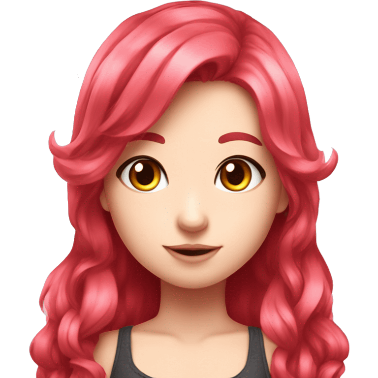 fair skin gamer girl with red hair wavy hair gamingheadset pink kawaii gamer shiny blushing cute girl gamer emoji