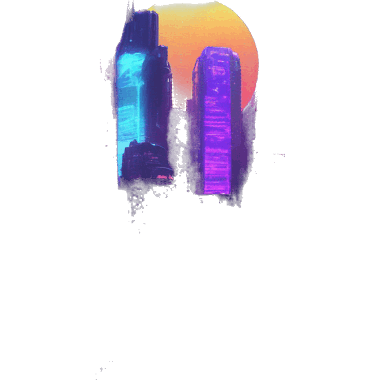 cyberpunk city skyline at night in neon style emoji