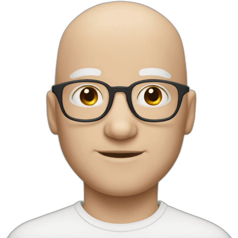 white bald man with glasses and blue eyes emoji