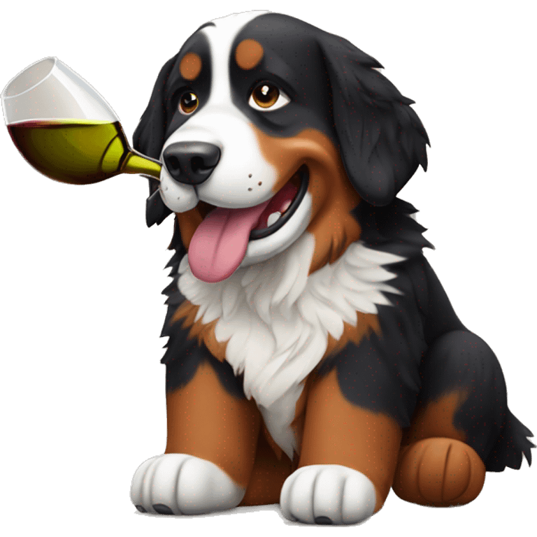 bernese mountain dog drinking wine emoji