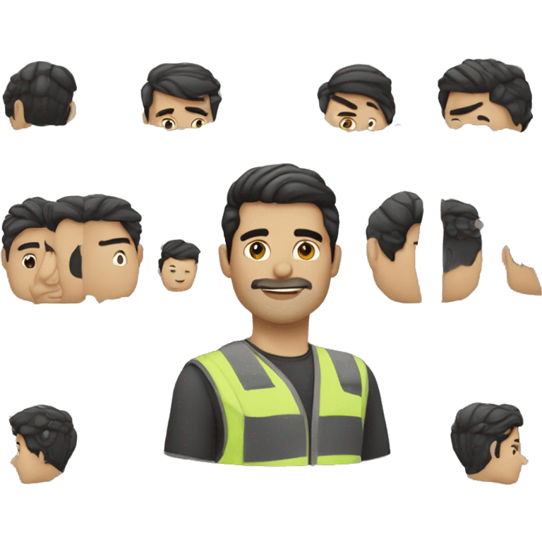 ingeniero eléctrico cabello negro, sin bigote, blaco  emoji